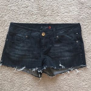 Black frayed guess shorts